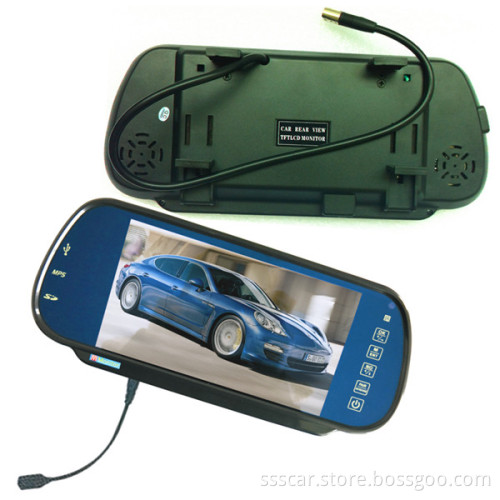 7 Inch Car Rear View Mirror LCD Monitor with MP5, Bluetooth (USB/SD, 2 video inputs)
